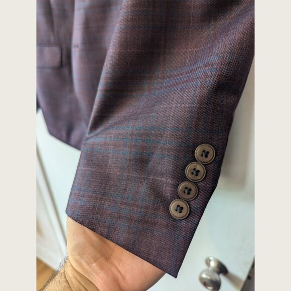 PSYCHO BUNNY - Burgundy check jacket - Sz 42R - Picture 5 of 10